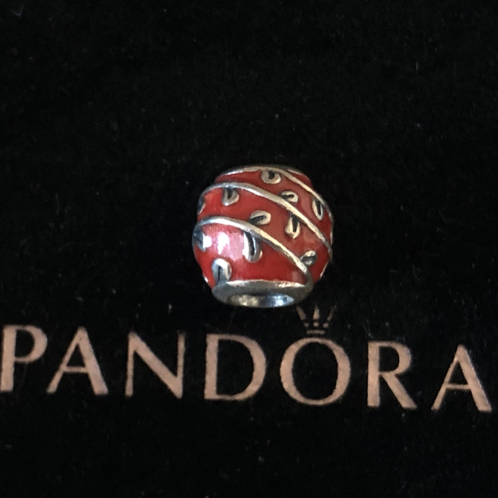 Pandora Coral Red/Orange Enamel Vines Charm